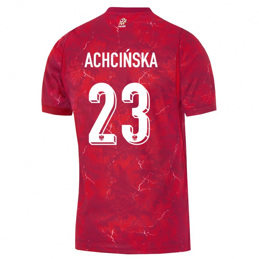 Danxen Men Poland Adriana Achcinska #23 Red White Away Jersey 26-28 T-Shirt