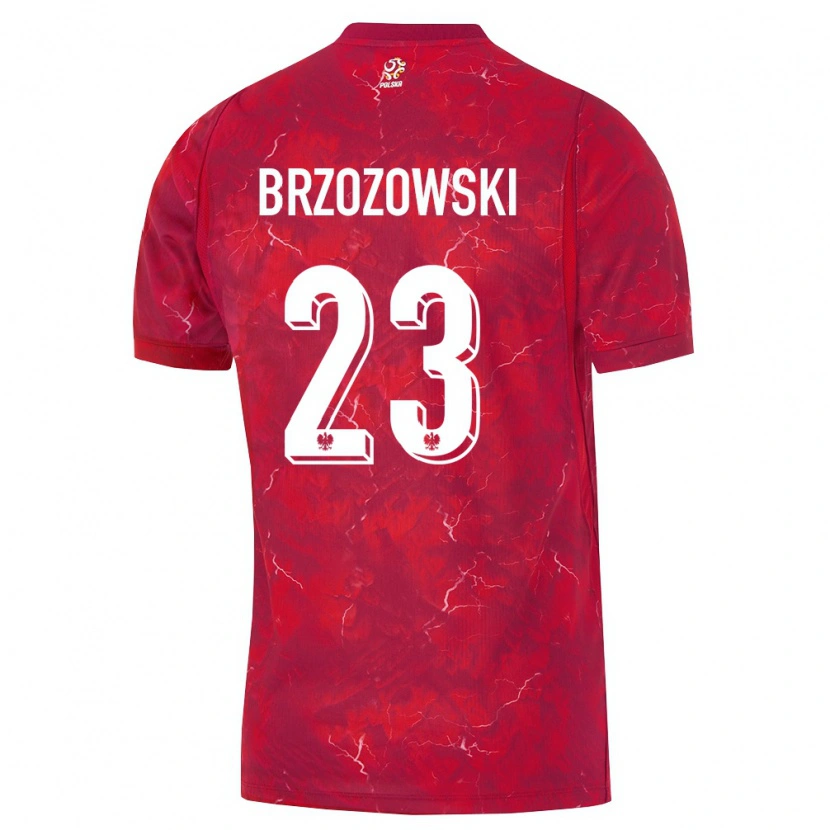 Danxen Men Poland Milosz Brzozowski #23 Red White Away Jersey 26-28 T-Shirt