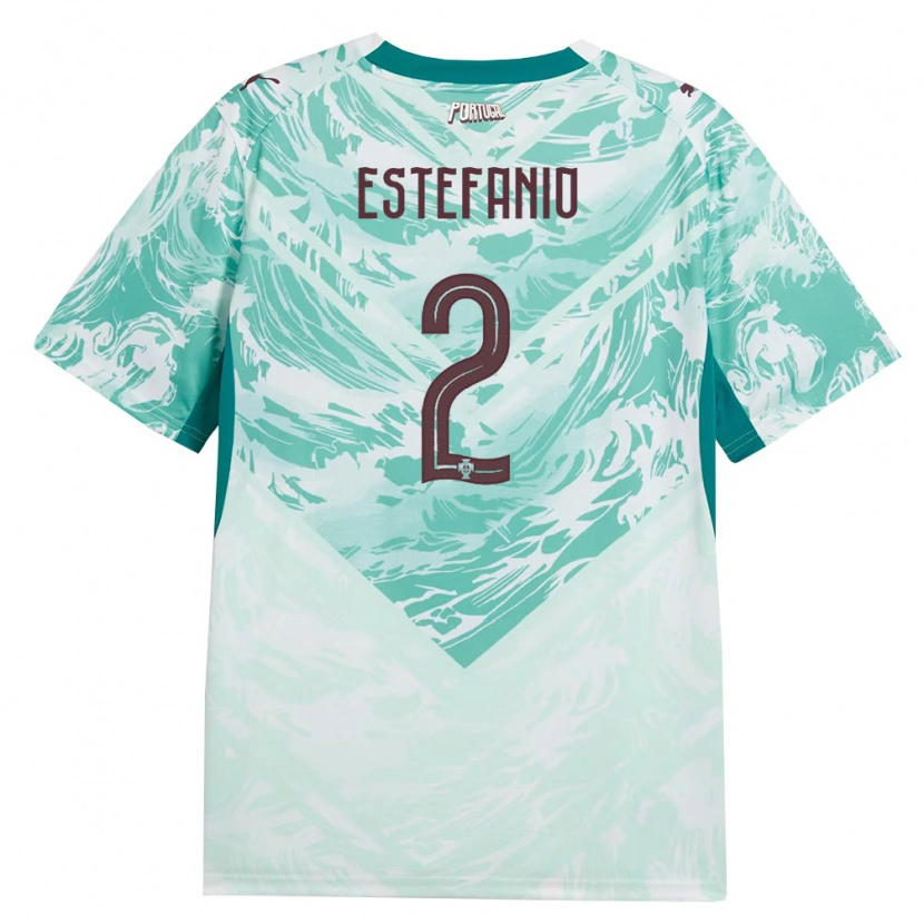 Danxen Men Portugal Estefânio #2 Sky Blue White Green Away Jersey 26-28 T-Shirt