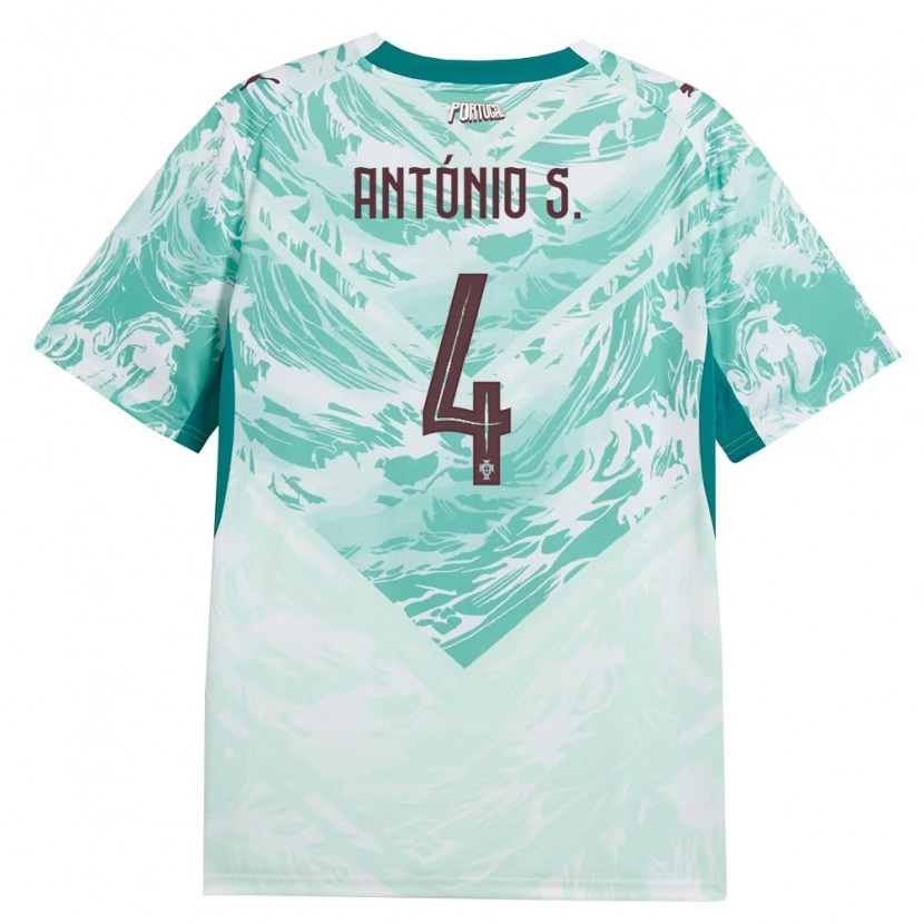 Danxen Men Portugal António Silva #4 Sky Blue White Green Away Jersey 26-28 T-Shirt