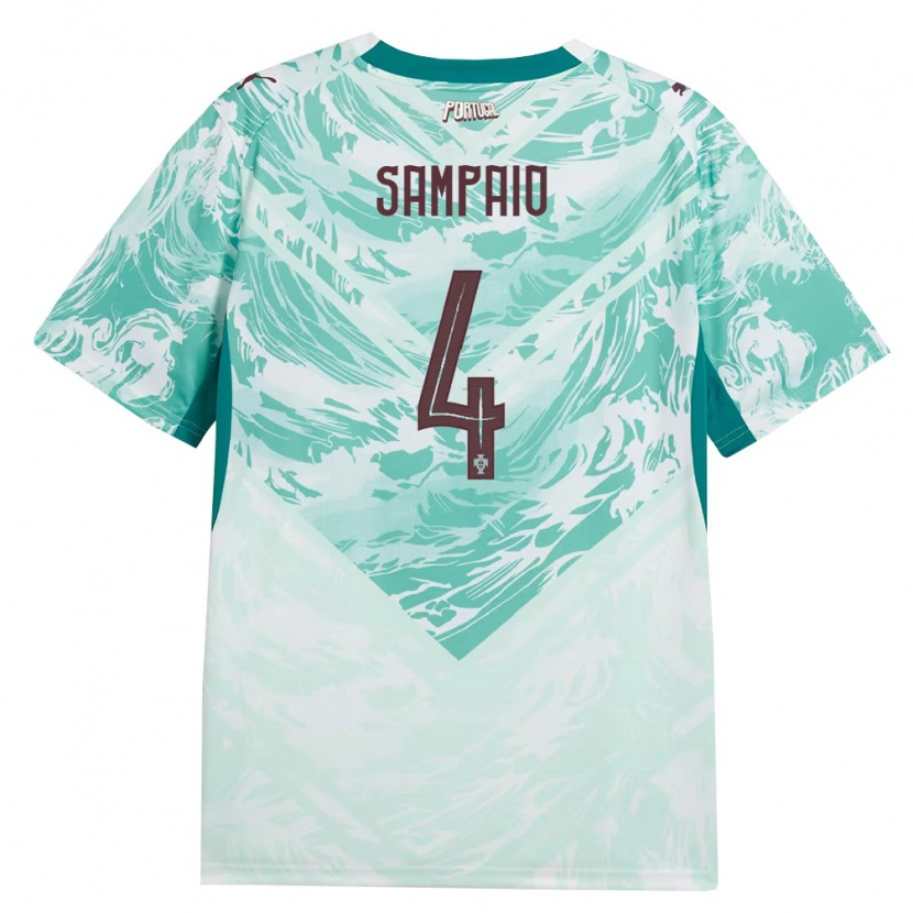 Danxen Men Portugal José Sampaio #4 Sky Blue White Green Away Jersey 26-28 T-Shirt