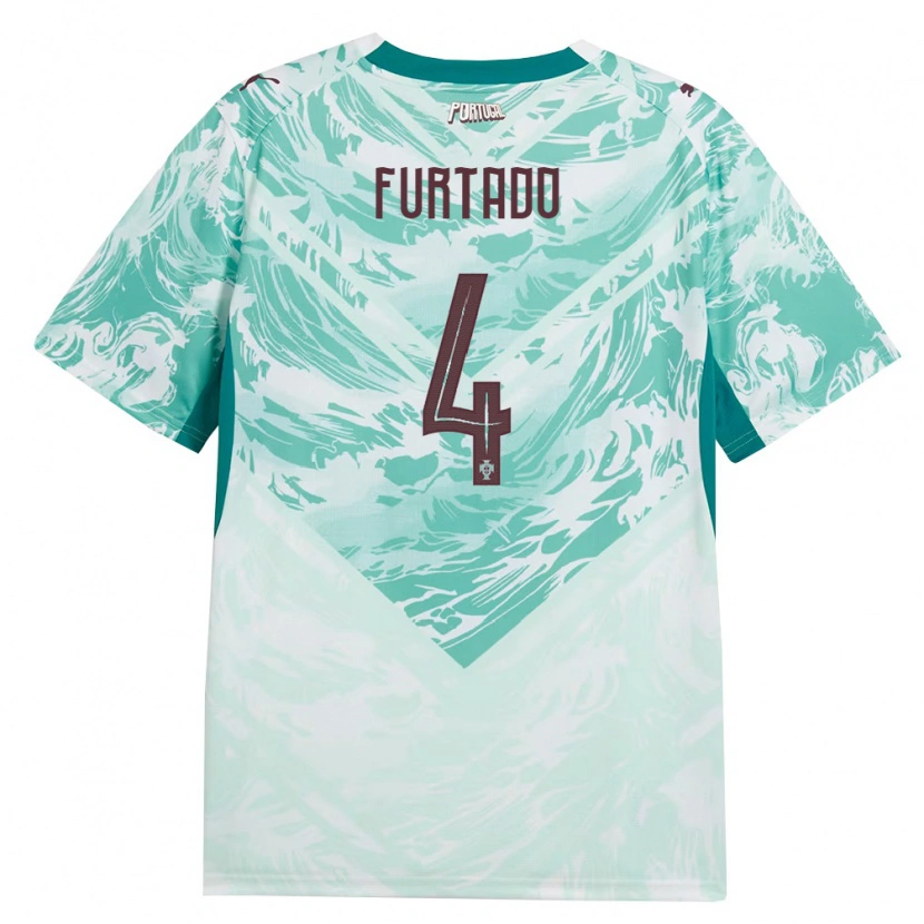 Danxen Men Portugal Mauro Furtado #4 Sky Blue White Green Away Jersey 26-28 T-Shirt