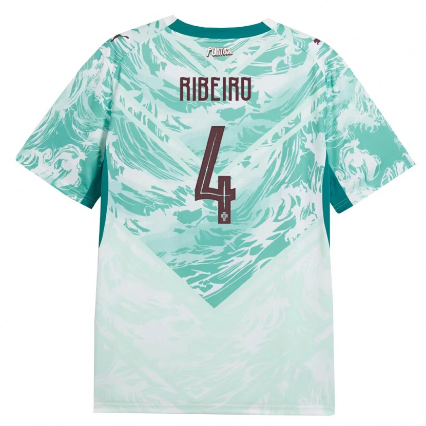 Danxen Men Portugal Ricardo Ribeiro #4 Sky Blue White Green Away Jersey 26-28 T-Shirt