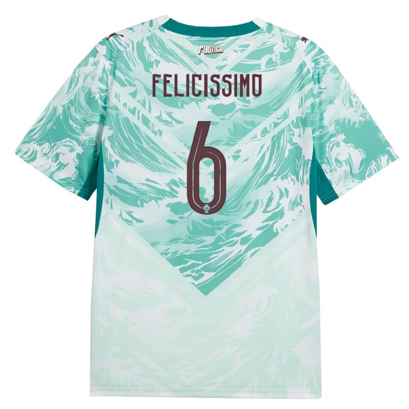Danxen Men Portugal Eduardo Felicíssimo #6 Sky Blue White Green Away Jersey 26-28 T-Shirt
