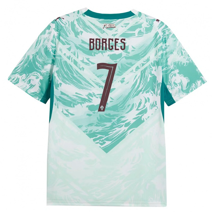 Danxen Men Portugal Carlos Borges #7 Sky Blue White Green Away Jersey 26-28 T-Shirt