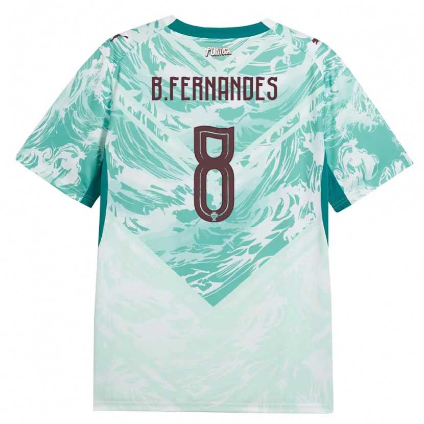 Danxen Men Portugal Bruno Fernandes #8 Sky Blue White Green Away Jersey 26-28 T-Shirt