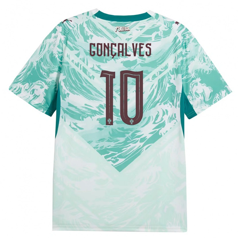Danxen Men Portugal Flávio Gonçalves #10 Sky Blue White Green Away Jersey 26-28 T-Shirt