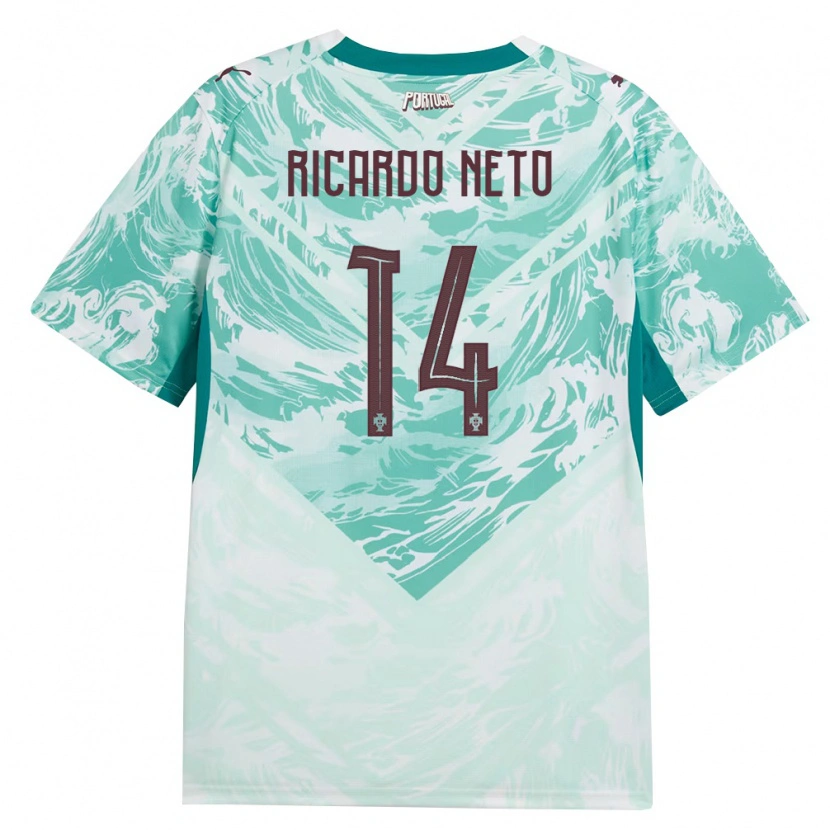 Danxen Men Portugal Ricardo Neto #14 Sky Blue White Green Away Jersey 26-28 T-Shirt
