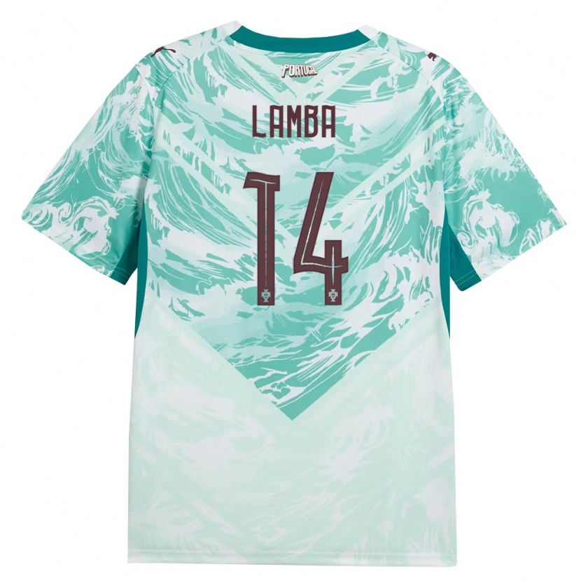 Danxen Men Portugal Chico Lamba #14 Sky Blue White Green Away Jersey 26-28 T-Shirt