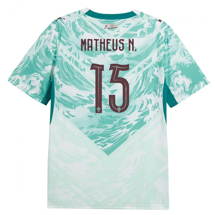 Danxen Men Portugal Matheus Nunes #15 Sky Blue White Green Away Jersey 26-28 T-Shirt