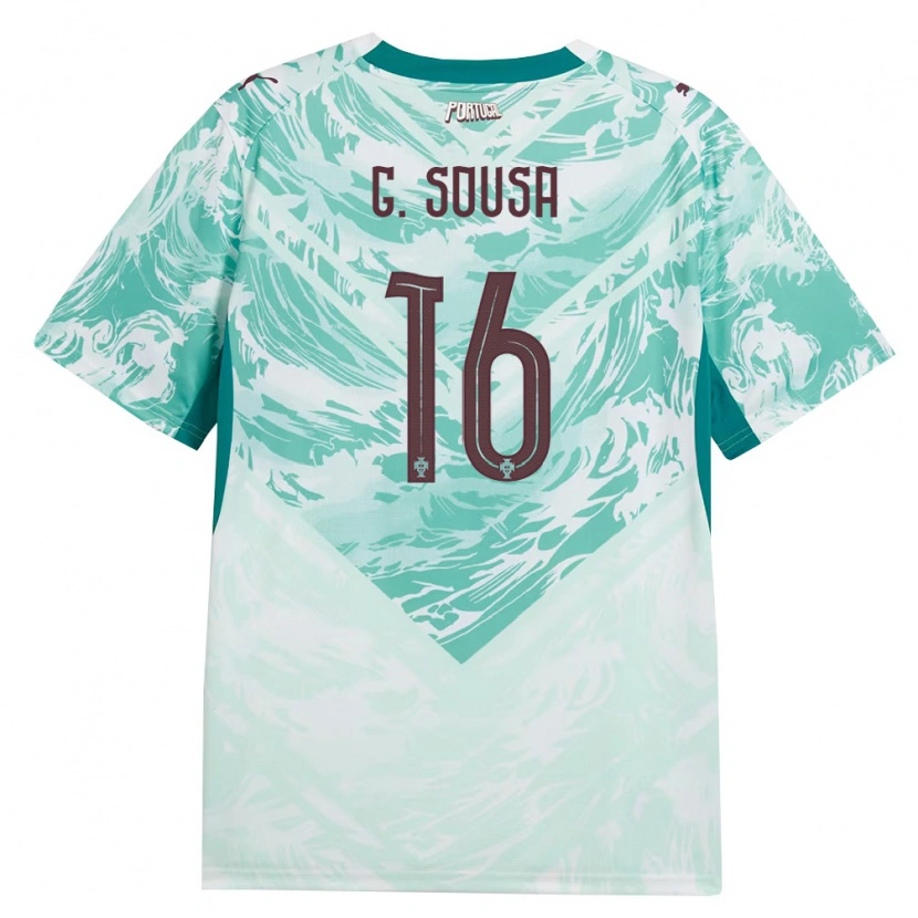 Danxen Men Portugal Gonçalo Sousa #16 Sky Blue White Green Away Jersey 26-28 T-Shirt