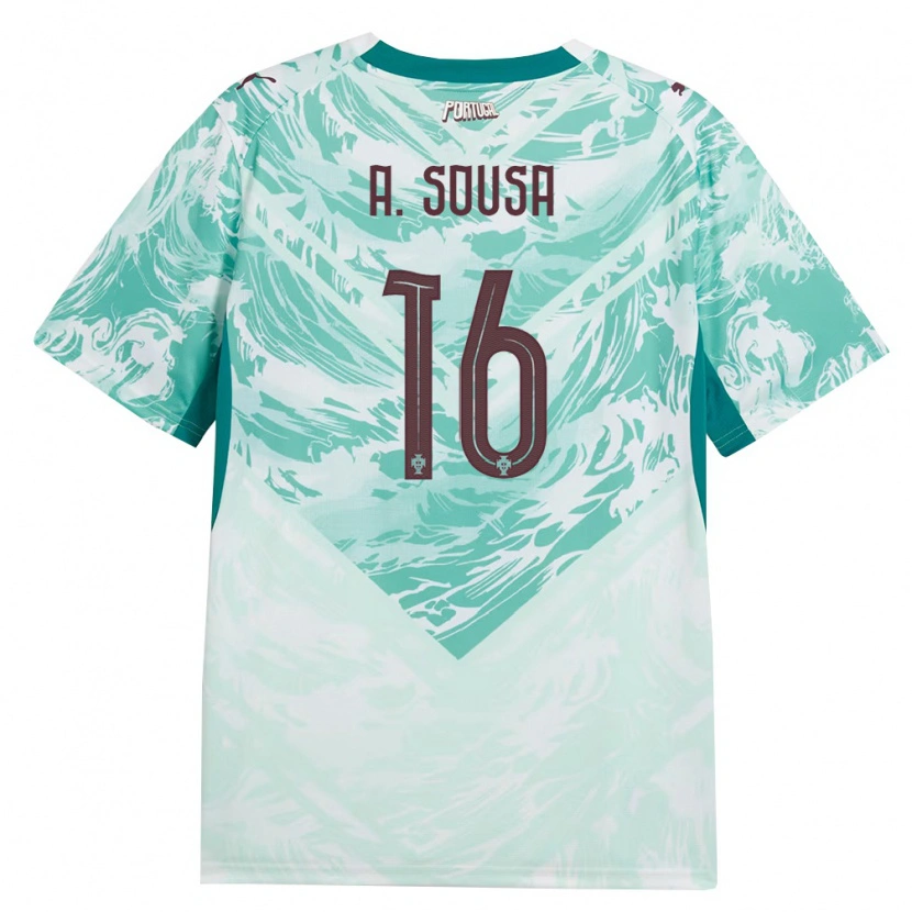 Danxen Men Portugal Afonso Sousa #16 Sky Blue White Green Away Jersey 26-28 T-Shirt