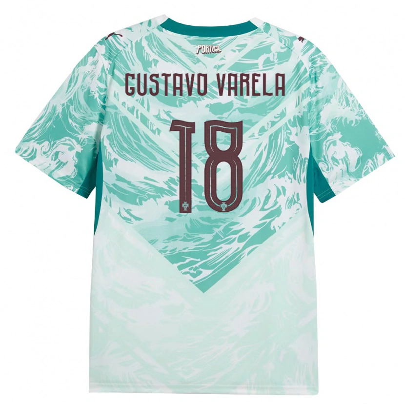 Danxen Men Portugal Gustavo Varela #18 Sky Blue White Green Away Jersey 26-28 T-Shirt