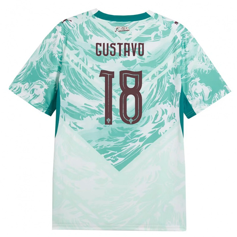 Danxen Men Portugal Gustavo Ferreira #18 Sky Blue White Green Away Jersey 26-28 T-Shirt