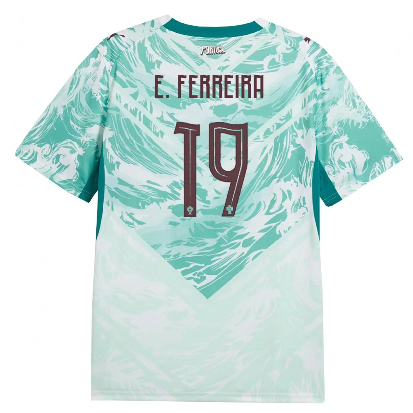 Danxen Men Portugal Eduardo Ferreira #19 Sky Blue White Green Away Jersey 26-28 T-Shirt