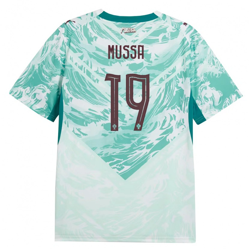 Danxen Men Portugal Aladje Mussa #19 Sky Blue White Green Away Jersey 26-28 T-Shirt