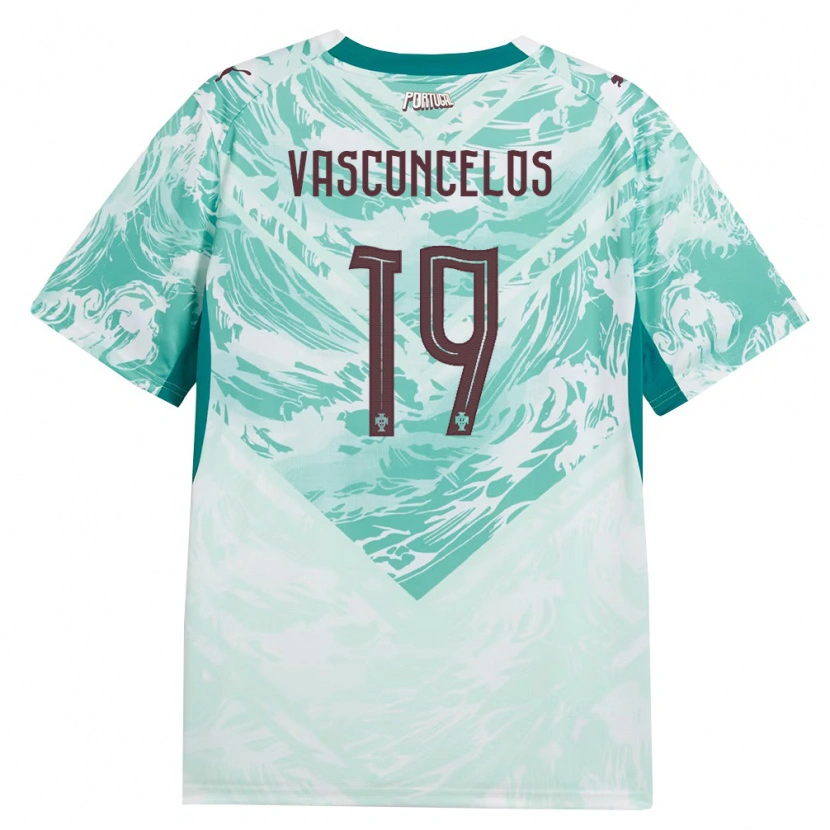Danxen Men Portugal Vasconcelos #19 Sky Blue White Green Away Jersey 26-28 T-Shirt