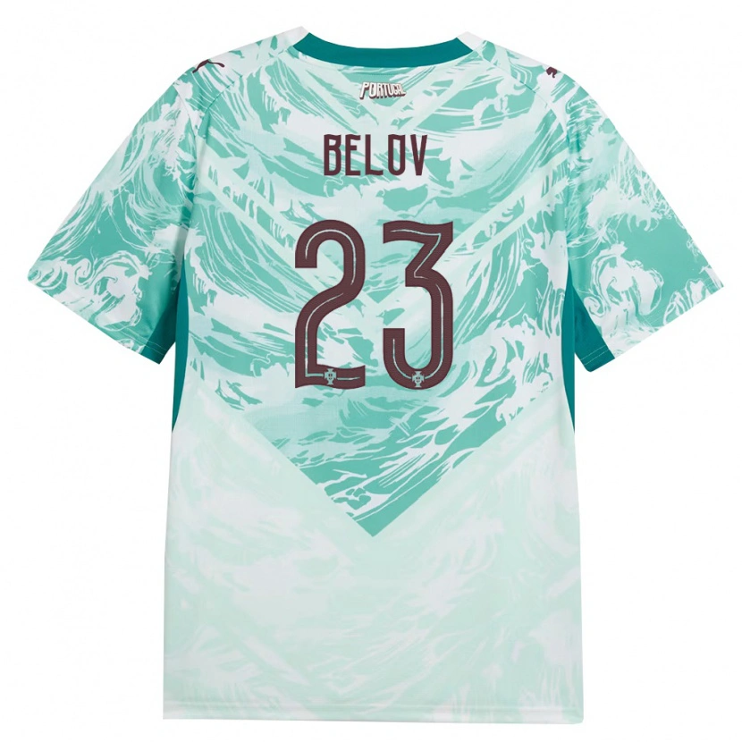 Danxen Men Portugal Sevastian Belov #23 Sky Blue White Green Away Jersey 26-28 T-Shirt