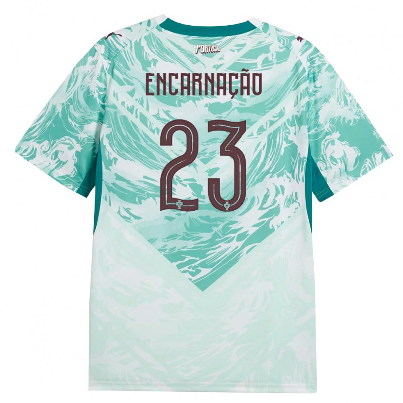 Danxen Men Portugal Telma Encarnacao #23 Sky Blue White Green Away Jersey 26-28 T-Shirt