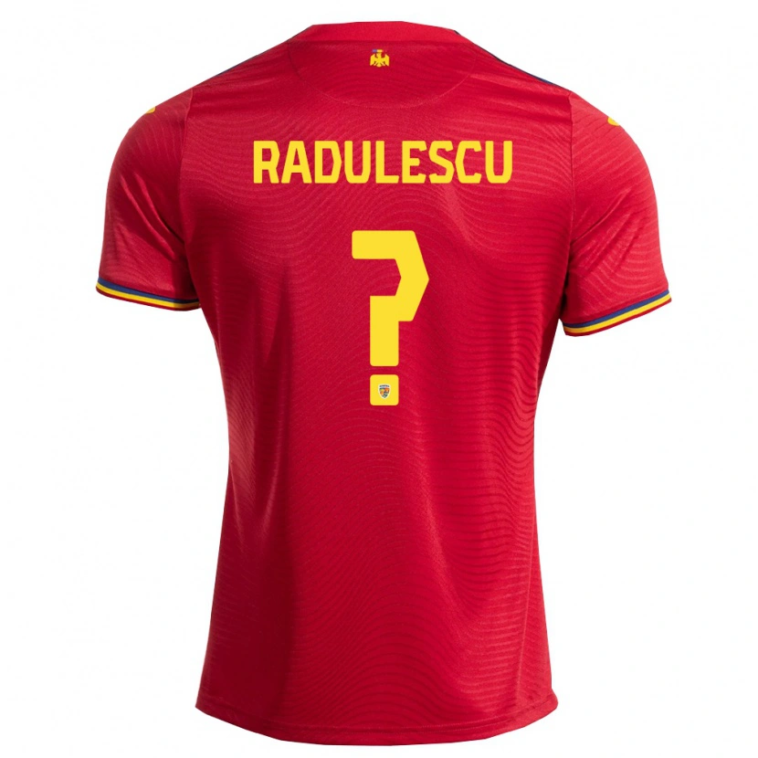 Danxen Men Romania Ștefan Rădulescu #0 Red Navy Yellow Away Jersey 26-28 T-Shirt