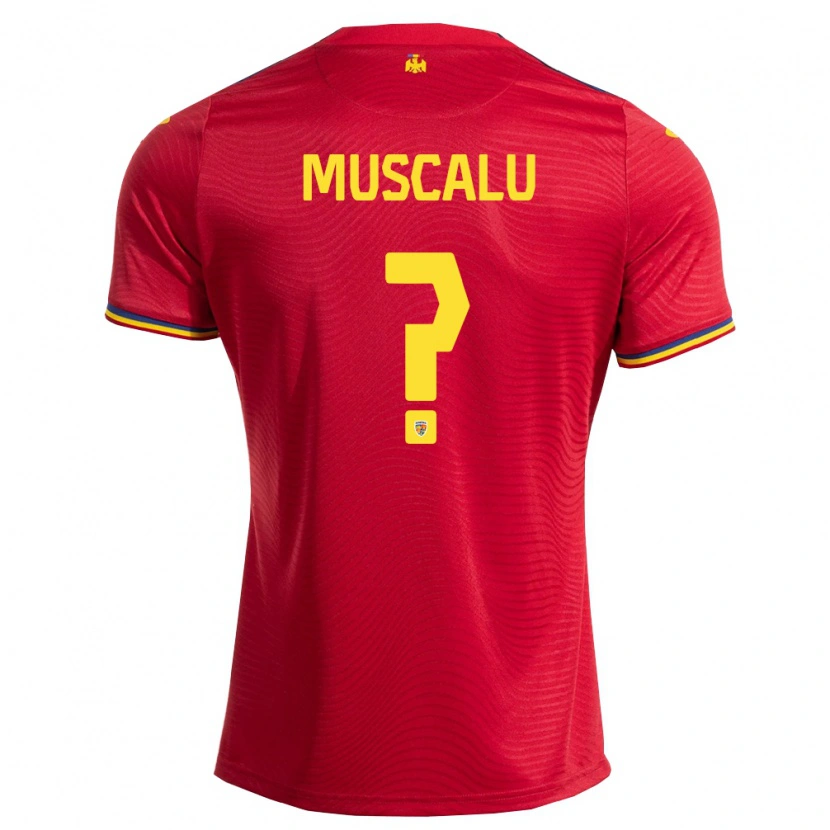 Danxen Men Romania Ionuț Muscalu #0 Red Navy Yellow Away Jersey 26-28 T-Shirt