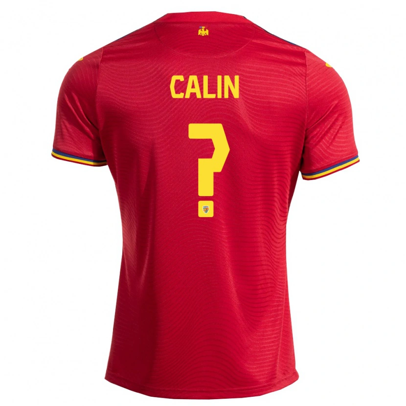 Danxen Men Romania Ionuț Călin #0 Red Navy Yellow Away Jersey 26-28 T-Shirt