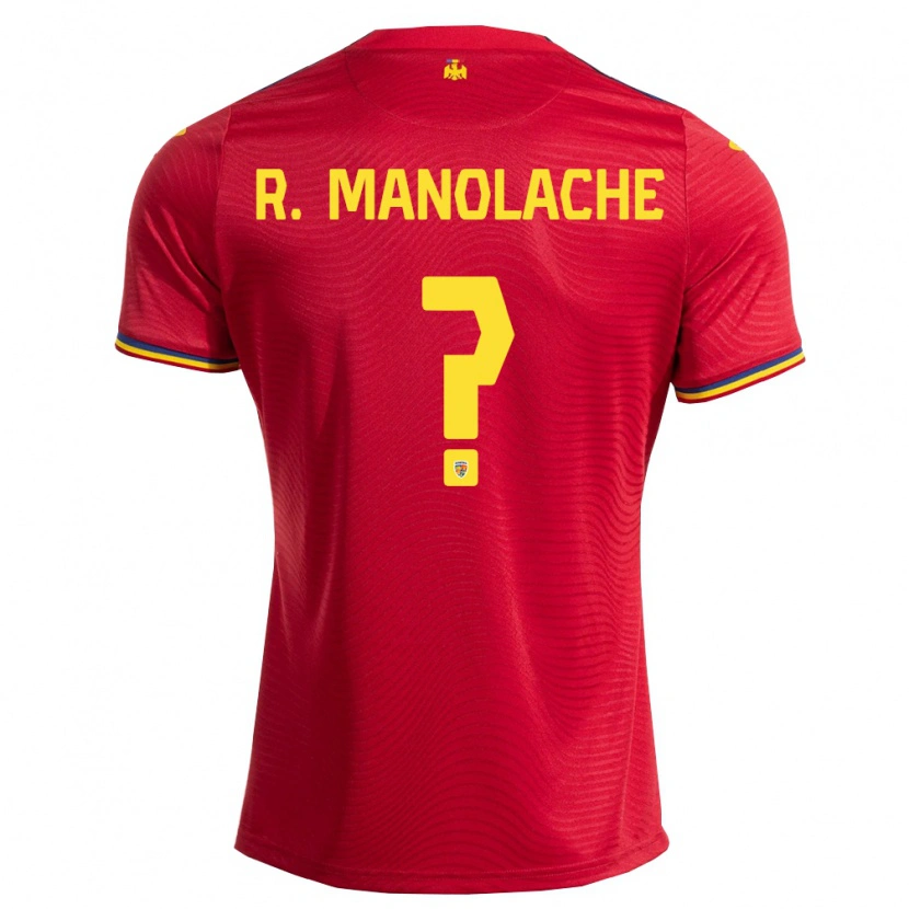 Danxen Men Romania Rareș Manolache #0 Red Navy Yellow Away Jersey 26-28 T-Shirt