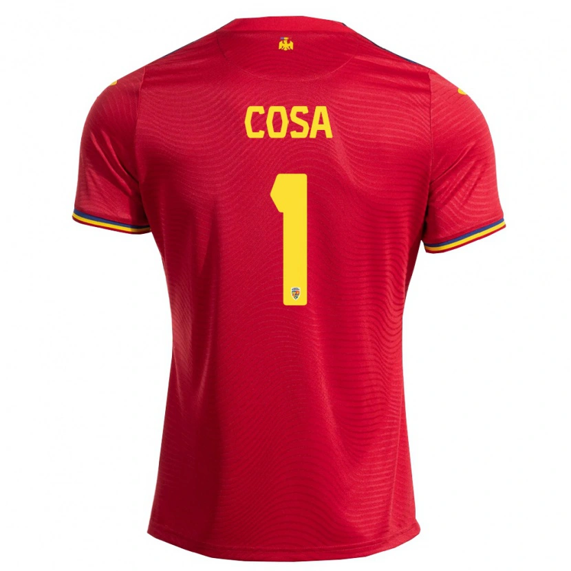 Danxen Men Romania Tudor Coşa #1 Red Navy Yellow Away Jersey 26-28 T-Shirt