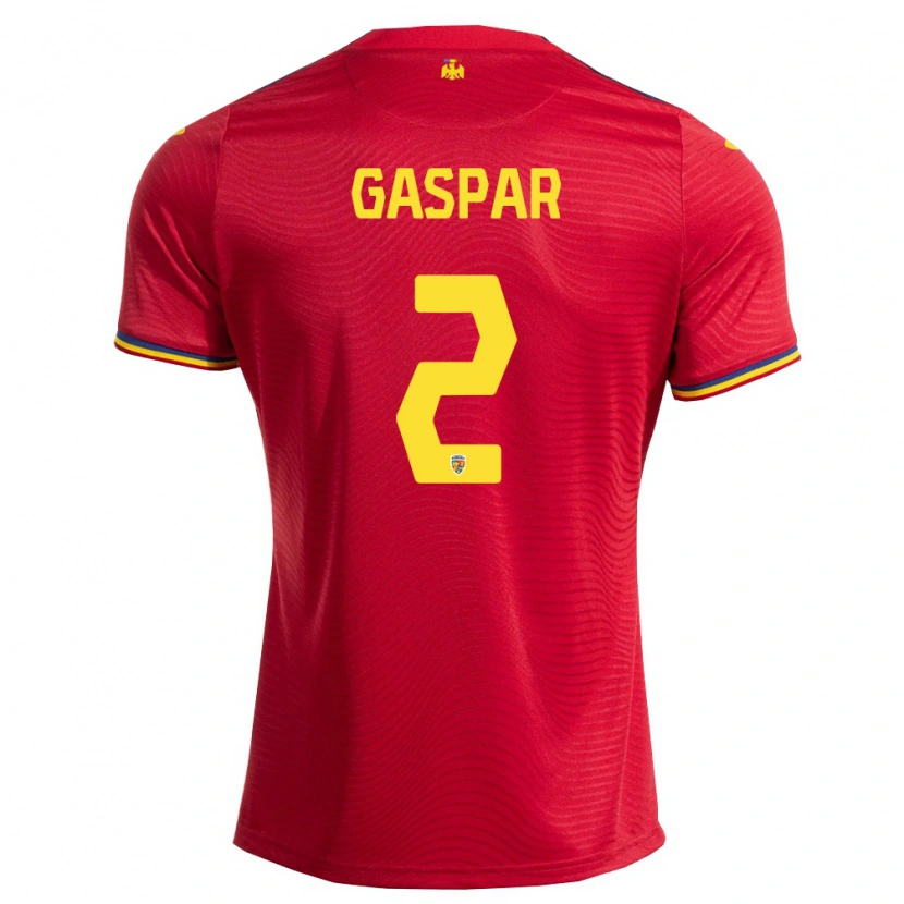 Danxen Men Romania Florin Gașpăr #2 Red Navy Yellow Away Jersey 26-28 T-Shirt