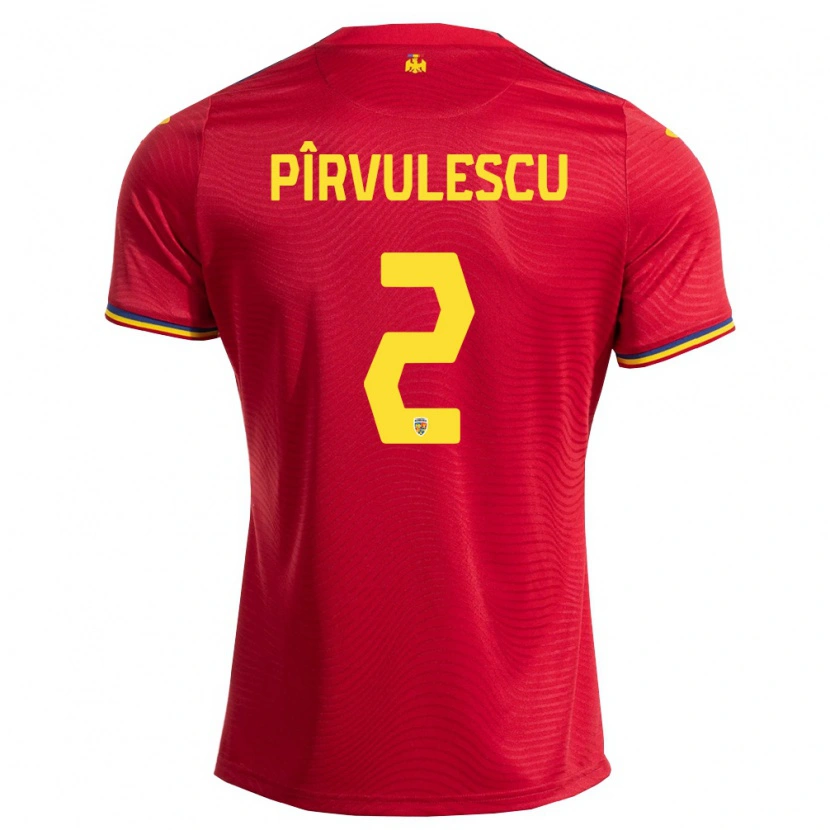 Danxen Men Romania Sergiu Pîrvulescu #2 Red Navy Yellow Away Jersey 26-28 T-Shirt