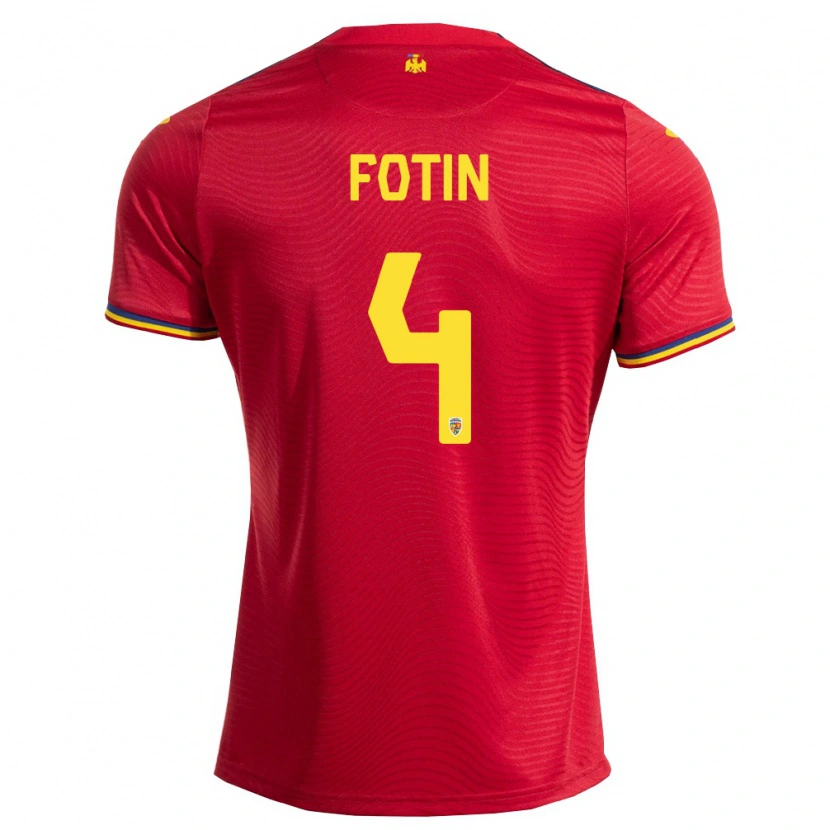 Danxen Men Romania Rareș Fotin #4 Red Navy Yellow Away Jersey 26-28 T-Shirt
