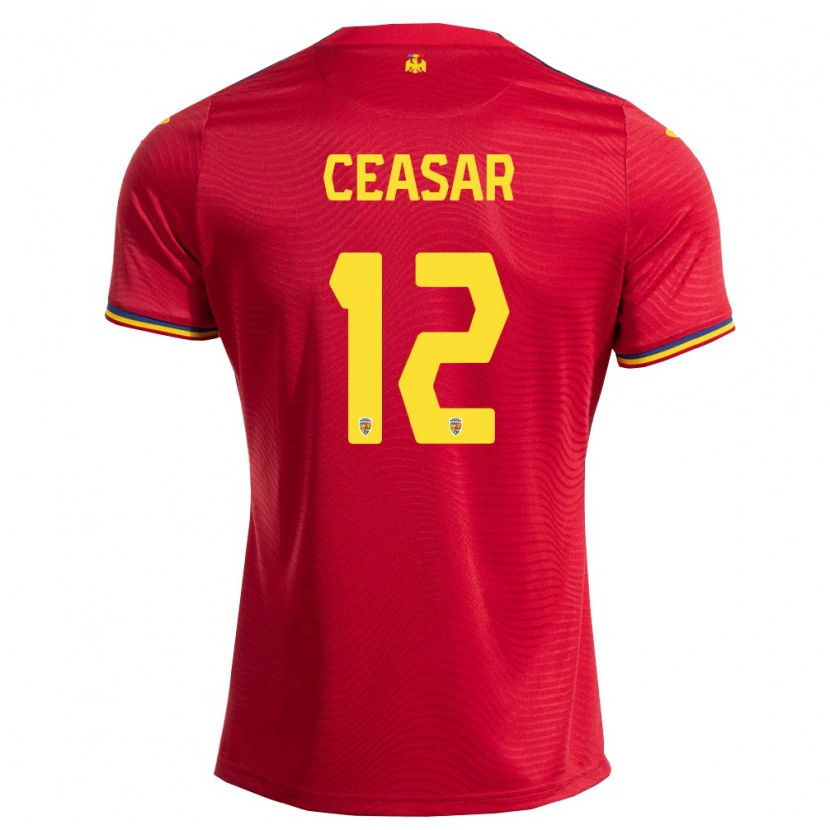Danxen Men Romania Camelia Ceasar #12 Red Navy Yellow Away Jersey 26-28 T-Shirt
