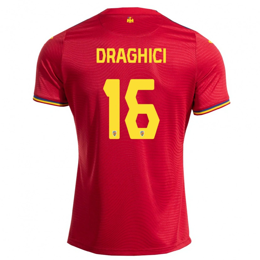 Danxen Men Romania Robert Drăghici #16 Red Navy Yellow Away Jersey 26-28 T-Shirt
