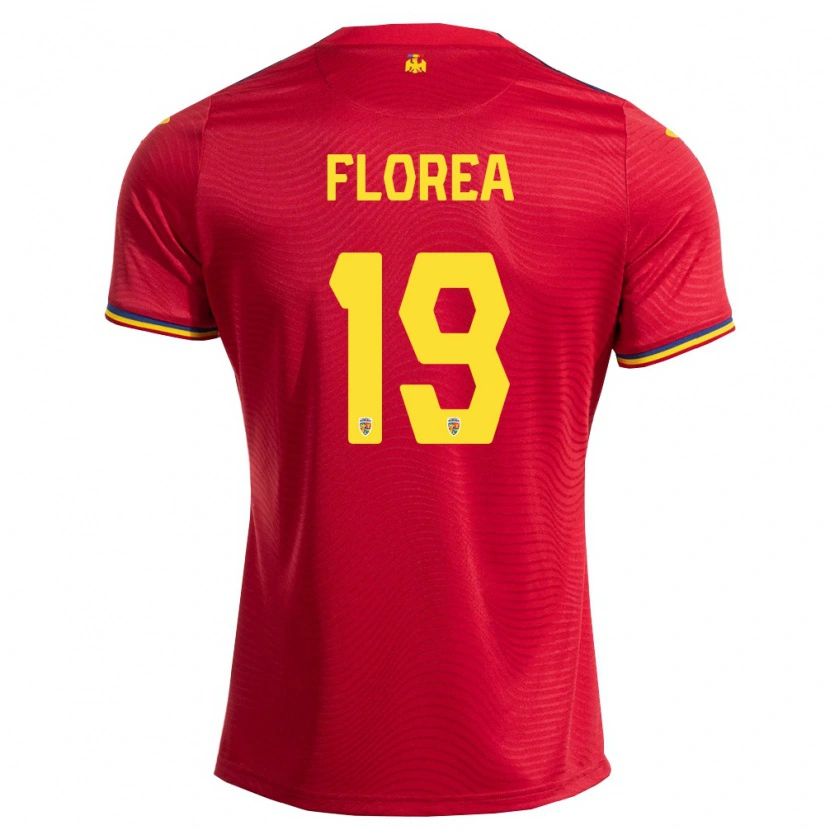 Danxen Men Romania Răzvan Florea #19 Red Navy Yellow Away Jersey 26-28 T-Shirt