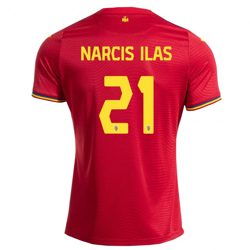 Danxen Men Romania Narcis Ilaș #21 Red Navy Yellow Away Jersey 26-28 T-Shirt