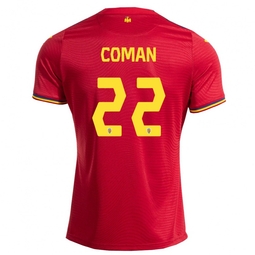 Danxen Men Romania Marius Coman #22 Red Navy Yellow Away Jersey 26-28 T-Shirt