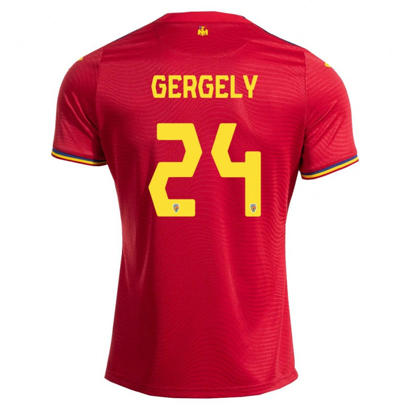 Danxen Men Romania Botond Gergely #24 Red Navy Yellow Away Jersey 26-28 T-Shirt