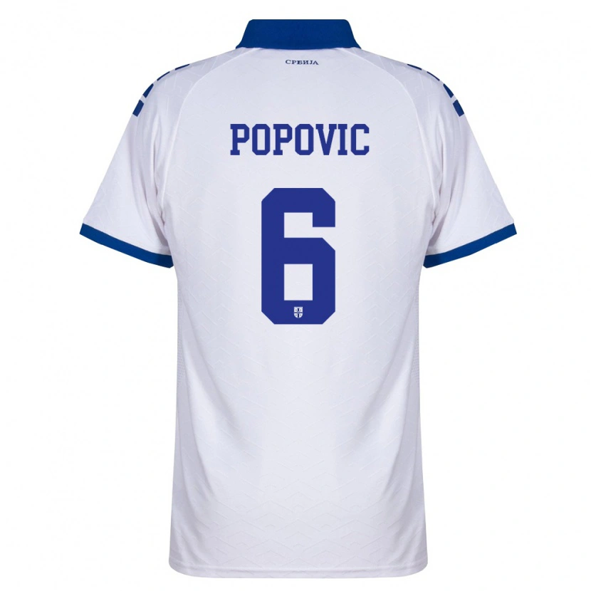 Danxen Men Serbia Andrej Popovic #6 Navy White Red Away Jersey 26-28 T-Shirt