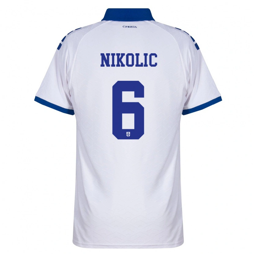 Danxen Men Serbia Lazar Nikolic #6 Navy White Red Away Jersey 26-28 T-Shirt