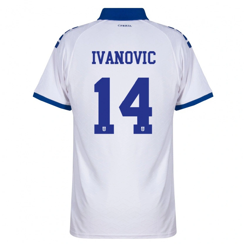 Danxen Men Serbia Leon Ivanovic #14 Navy White Red Away Jersey 26-28 T-Shirt