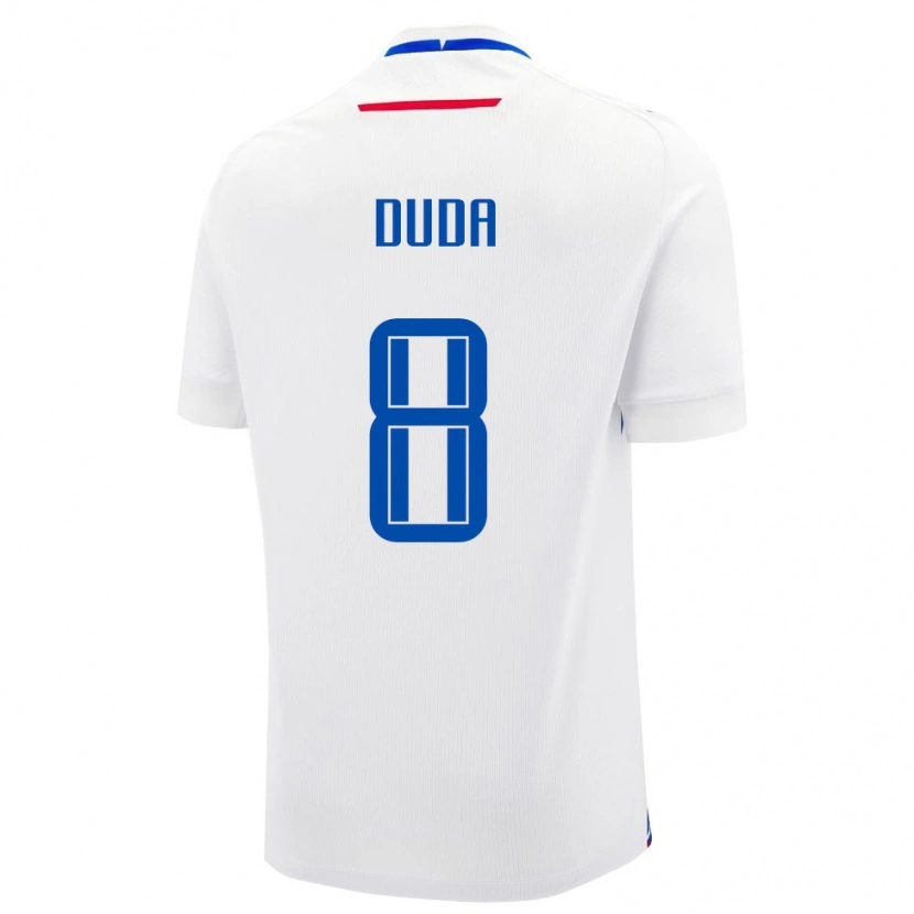 Danxen Men Slovakia Ondrej Duda #8 White Blue Away Jersey 26-28 T-Shirt