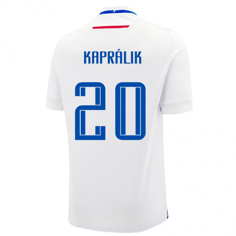 Danxen Men Slovakia Adrián Kaprálik #20 White Blue Away Jersey 26-28 T-Shirt