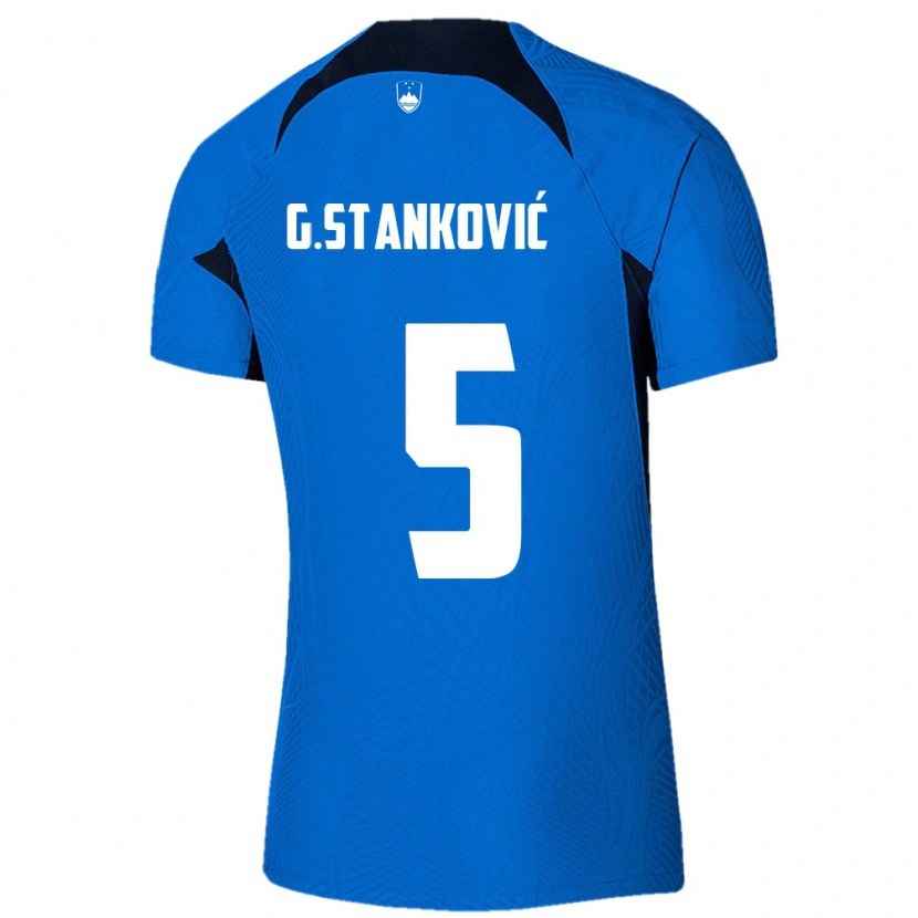 Danxen Men Slovenia Jon Gorenc Stankovic #5 Blue White Away Jersey 26-28 T-Shirt