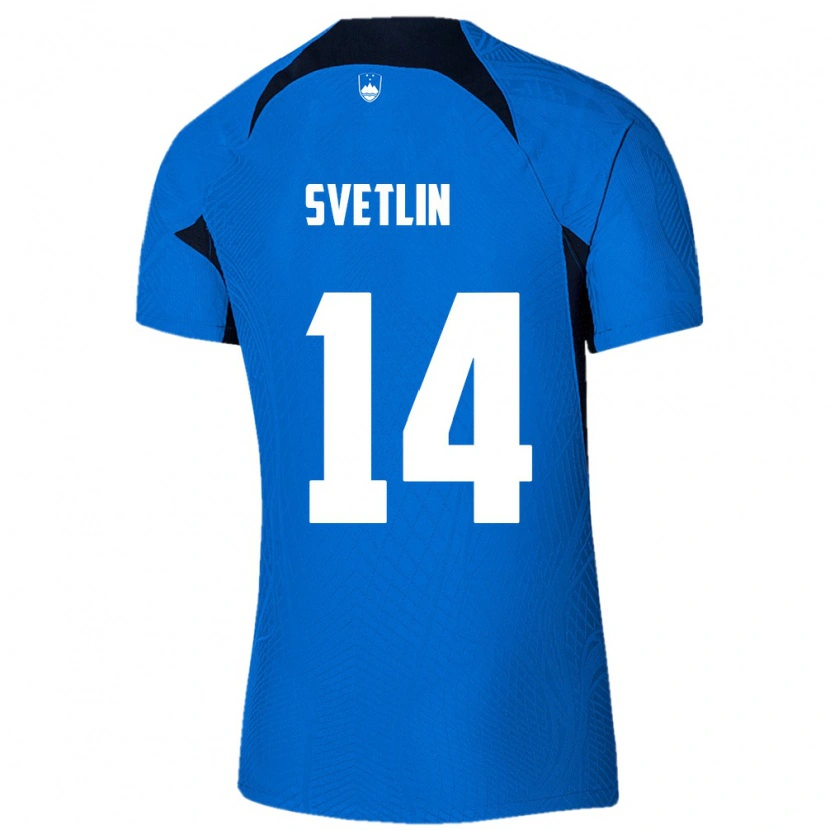 Danxen Men Slovenia Tamar Svetlin #14 Blue White Away Jersey 26-28 T-Shirt