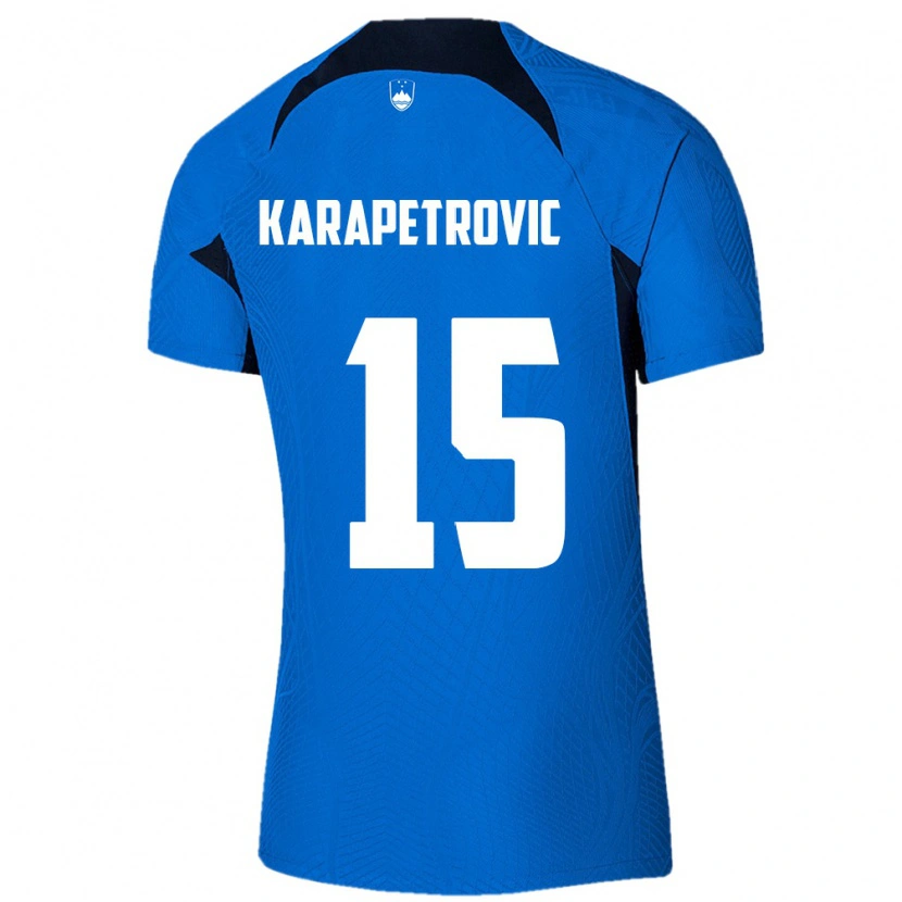 Danxen Men Slovenia Luka Karapetrovic #15 Blue White Away Jersey 26-28 T-Shirt