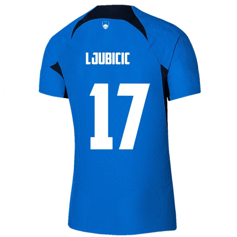 Danxen Men Slovenia Egon Ljubicic #17 Blue White Away Jersey 26-28 T-Shirt