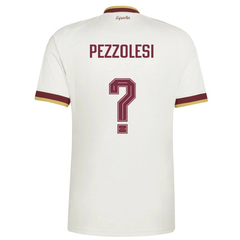Danxen Men Spain Valentín Pezzolesi #0 Off-White Burgundy Away Jersey 26-28 T-Shirt
