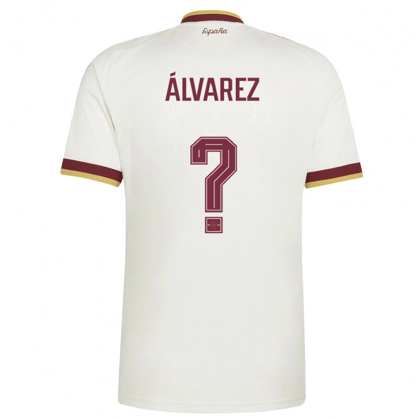 Danxen Men Spain Ismael Álvarez #0 Off-White Burgundy Away Jersey 26-28 T-Shirt