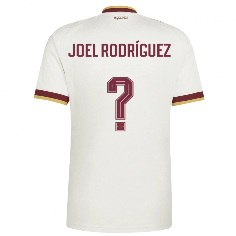 Danxen Men Spain Joel Rodríguez #0 Off-White Burgundy Away Jersey 26-28 T-Shirt