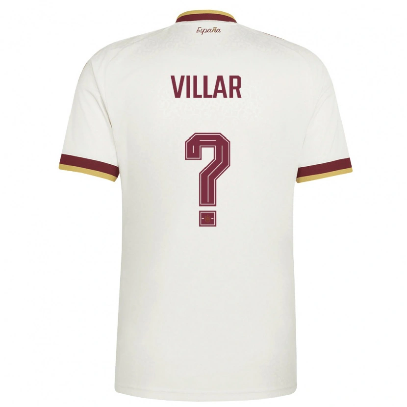 Danxen Men Spain Pedro Villar #0 Off-White Burgundy Away Jersey 26-28 T-Shirt